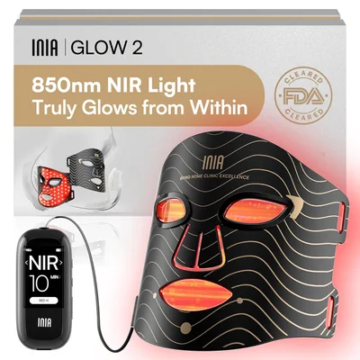 INIA Red Light Therapy Mask for Face, 850nm NIR, Red/Blue LED Light 4 Modes