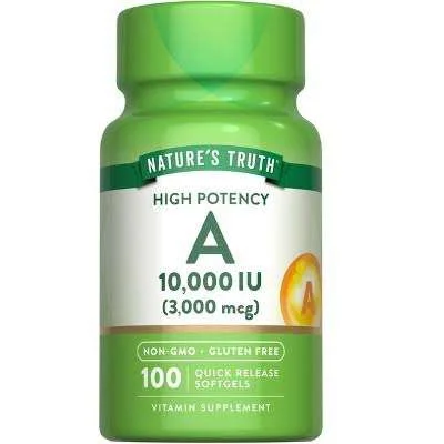 Nature's Truth فيتامين أ 10000 وحدة دولية، يدعم الرؤية الصحية والمناعة والبشرة، 100 سوفت جيل