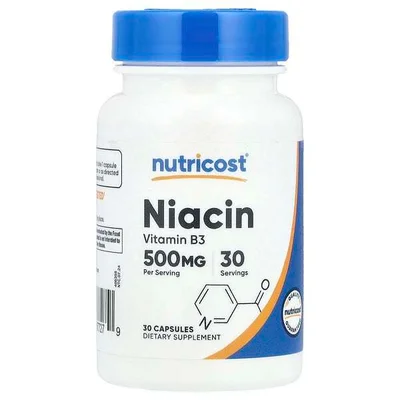 Nutricost Niacin, Supports Energy Metabolism & Heart Health, Tablets - 30 Count