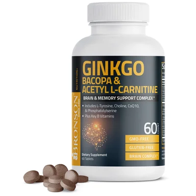 BRONSON Ginkgo Biloba for Cognitive Function Support, Capsules - 60 Count