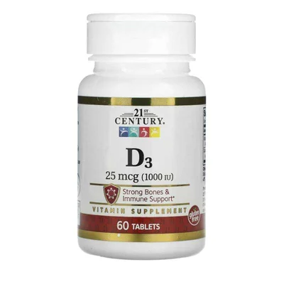 21st Century Vitamin D3, Bone & Immune Support, Tablets - 60 Count