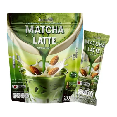 Jamsai Matcha Latte, Green Tea Supplement for Antioxidant Boost, Energy & Focus - 20 Sachets