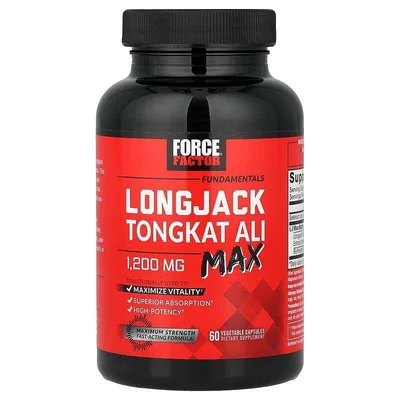 Force Factor Long Jack Tongkat Ali, Supports Healthy Testosterone Levels & Male Vitality, Vegetarian Capsules - 60 Count
