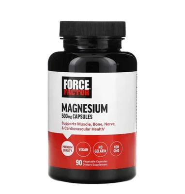 Force Factor Magnesium Supplement for Muscle & Nerve Support, Vegan Capsules - 90 Count