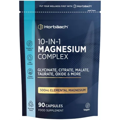 Horbaach Magnesium Complex 10 in 1, Supports Bodily Functions, Capsules - 90 Count