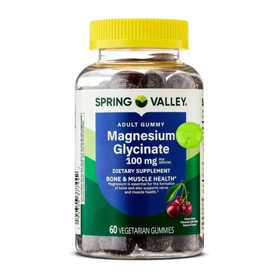 Spring Valley Magnesium Glycinate, Supports Muscle, Nerve & Sleep Function, 100mg - 60 Gummies
