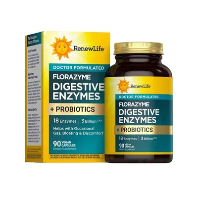 RenewLife Digestive Enzyme + Probiotic Supplement for Digestive Support, Capsules - 90 Count