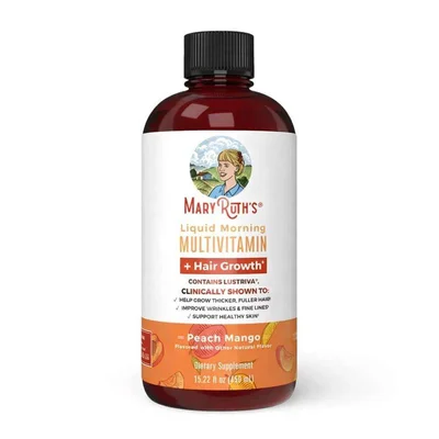 MaryRuths Liquid Morning Multivitamin for Hair Growth, Peach Mango Flavor - 450ml