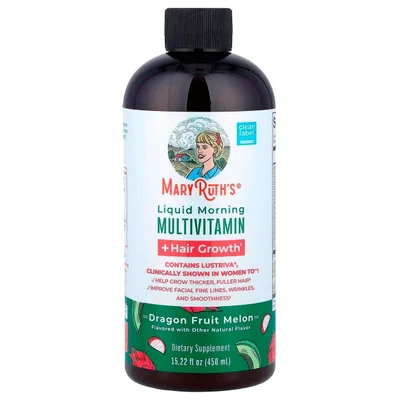 MaryRuths Liquid Morning Multivitamin for Hair Growth Support, Dragon Fruit Melon Flavor - 450ml