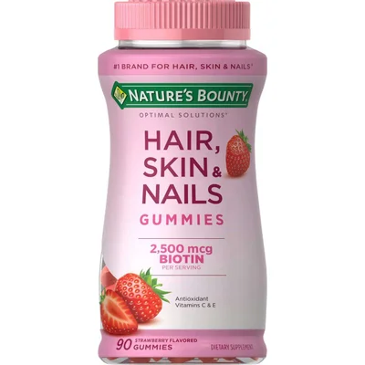 نيتشرز باونتي (Natures Bounty) فيتامينات متعددة للشعر والبشرة والأظافر، لدعم الصحة والمظهر - 90 علكة