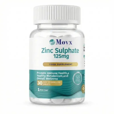 Movx Zinc Sulphate Supplement, Supports Immune Function, Wound Healing & Cellular Metabolism, Tablets, 125mg - 30 Tablets