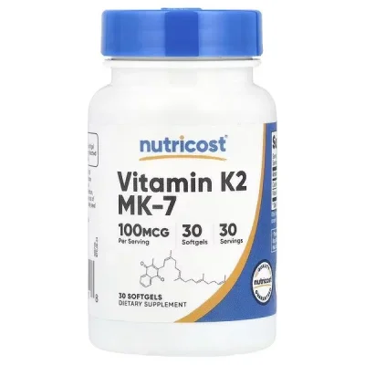 نيوتريكوست (Nutricost) فيتامين ك2 إم كيه-7 لدعم صحة العظام والقلب، 100 مكجم، 30 سوفت جيل