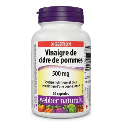 مكمل خل التفاح (Apple Cider Vinegar) لدعم الهضم، 500 ملغ - 90 كبسولة