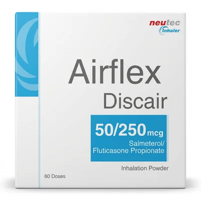 Neutec Airflex Discair, Asthma & COPD Symptom Control Inhaler, 50/250mcg - 60 Doses