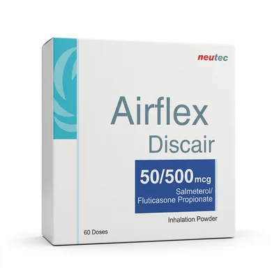Neutec Airflex Discair Inhaler, Long-Term Control for Severe Asthma & COPD, 50/500mcg - 60 Doses