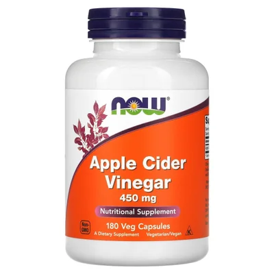 كبسولات خل التفاح (Apple Cider) 450 ملغ من «ناو» (NOW) لدعم صحة الجهاز الهضمي والعافية العامة - 180 كبسولة