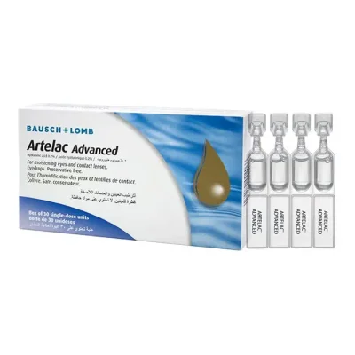 Bausch&Lomb Artelac Advanced Eye Drops, Dry Eye Relief & Lubrication, Single-Dose Units - 30 Count