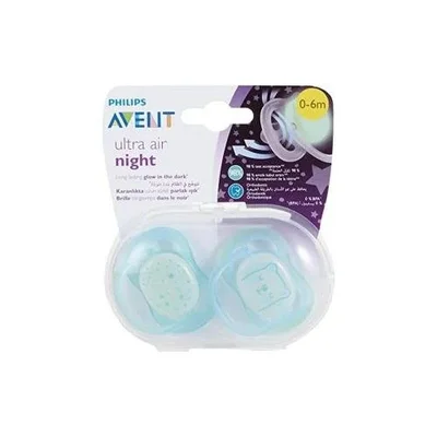 AVENT Ultra Air Night Pacifier for Babies by Philips - 2-Pack (0-6m)