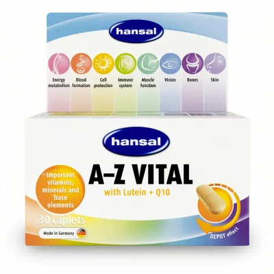 Hansal A-Z Vital Caplets with Lutein + Q10 Dietary Supplement - 30 Caplets