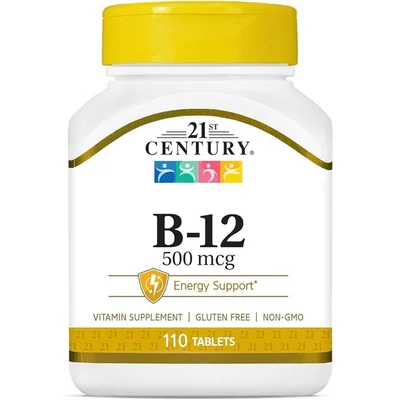 أقراص 21st Century (توينتي فيرست سينتشري) فيتامين B12 لدعم الطاقة ووظائف الأعصاب من 21st Century - 500 ملغ