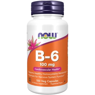 NOW Vitamin B6 Supports Bodily Functions, Capsules - 100 Count