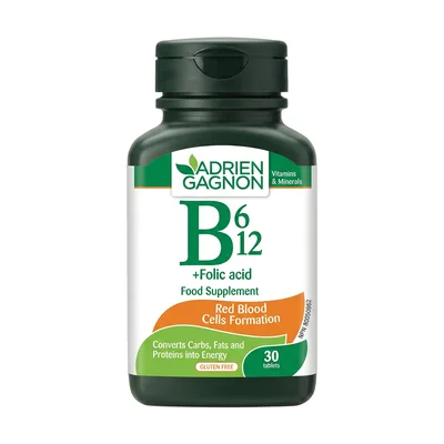 AG B6+B12+Folic Acid Supplement, Supports Metabolic Function, Nerve Health & Red Blood Cell Formation, Tablets - 30 Tablets