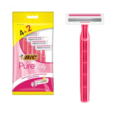 بيك (Bic) بيور ليدي شفرة حلاقة نسائية 6 شفرات، لحلاقة ناعمة