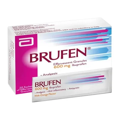 Brufen Ibuprofen Potent Relief from Pain, Inflammation & Fever, Oral Solution Sachets, 600mg - 20 Sachets
