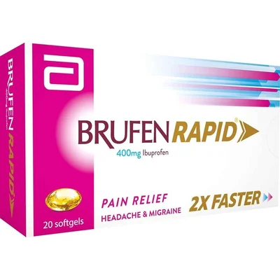 Brufen Rapid Pain Relief & Fever Reducer, Softgels, 400mg - 20 Softgels
