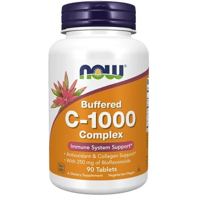 NOW Buffered C-1000 Complex, Supports Immune System & Antioxidant Protection, 1000mg Tablets - 90 Count