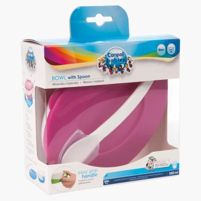 كانبول بيبيز (Canpol babies) وعاء مع ملعقة، طقم إطعام للأطفال