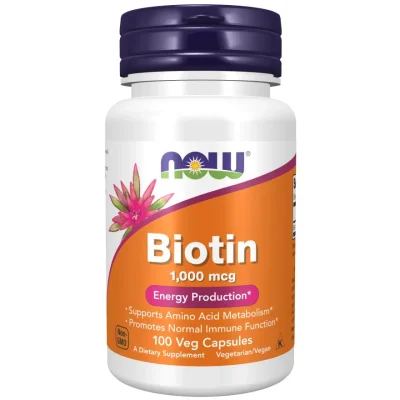 NOW Foods Biotin, Supports Healthy Hair, Nails & Skin, Veg Capsules - 100 Count