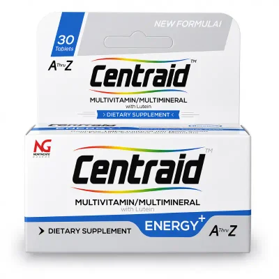 حبوب سنتريد إينرجي بلس (Centraid Energy+) مالتي فيتامين مع لوتين - 30 قرص