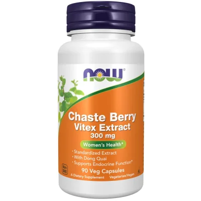 NOW Chaste Berry Vitex Extract, Supports Female Hormonal Balance & Reproductive Health, Capsules, 300mg - 90 Count