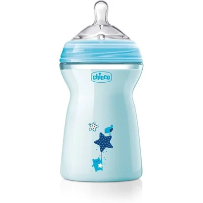 Chicco Natural Feeling Baby Bottle with Double Anti-Colic Valve, 6M+ - 330 ml