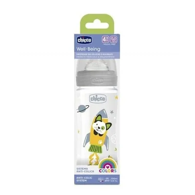 شيكو (Chicco) رضّاعة ويل بينج للأطفال، نظام مضاد للمغص، تدفق سريع، لعمر 4 أشهر فما فوق - 330 مل