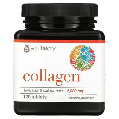 Youtheory Collagen 6000mg, Supports Skin Elasticity & Joint Health, Tablets - 120 Count