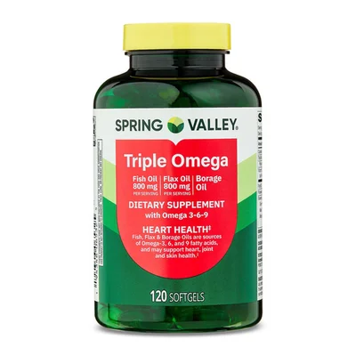 Spring Valley Triple Omega, Supports Heart Health, Brain Function & Joint Mobility - 120 Softgels