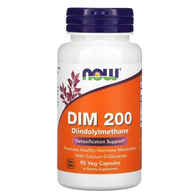 NOW DIM 200 Hormone Balance Supplement, Supports Healthy Estrogen Metabolism, Capsules, 200mg - 90 Count