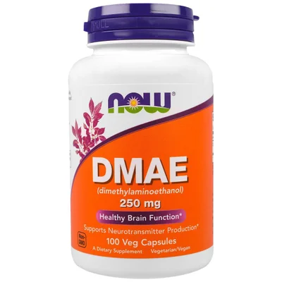 ناو (NOW) DMAE (ثنائي ميثيل أمينو إيثانول) يدعم الوظيفة الإدراكية والذاكرة والتركيز الذهني، كبسولات، 250 ملغ - 100 كبسولة