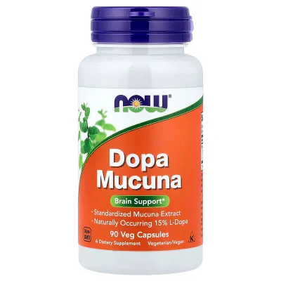 NOW Dopa Mucuna Herbal Supplement, Supports Brain Health, Mood & Nervous System Function, Capsules - 90 Count