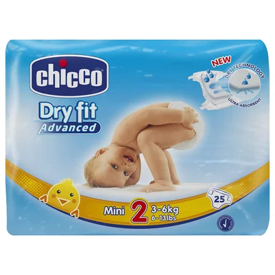 Chicco Dry Fit Advanced Diapers, Size 2 - 25 Count