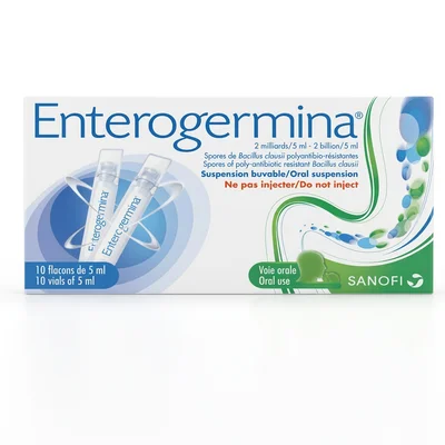 Enterogermina Probiotic, Restores Intestinal Flora Balance & Supports Digestive Health, Oral Vials - 10 x 5ml
