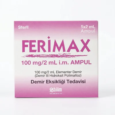 Ferimax Iron Supplement Injection for Iron Deficiency Anemia, 100mg/2ml - 1 Ampoule