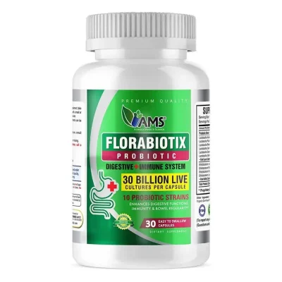AMS فلورابيوتيكس (florabiotix) بروبيوتيك لدعم صحة الجهاز الهضمي والمناعة، كبسولات - 30 كبسولة