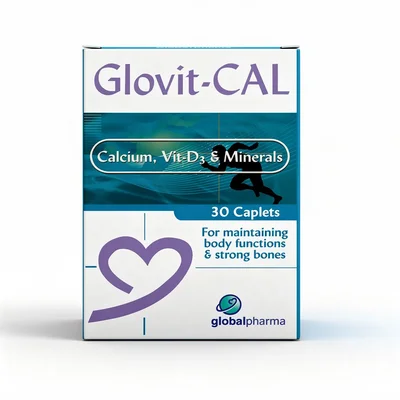 Glovit Cal Calcium Supplement for Strong Bones & Teeth, Capsules - 30 Count