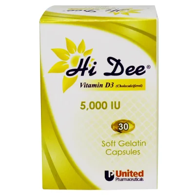 يونايتد (United) هاي دي فيتامين د3 لدعم صحة العظام والجهاز المناعي، كبسولات، 5000 وحدة دولية