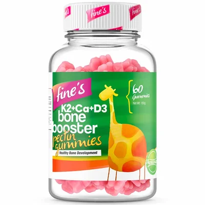 فاينز (Fines) K2+Ca+D3 معزز العظام، لدعم صحة العظام والأسنان، حلوى قابلة للمضغ - 60 قطعة