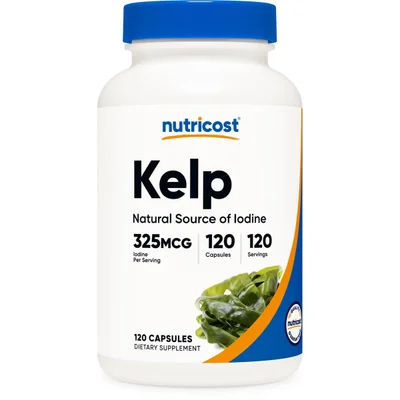 Nutricost Kelp Iodine Supplement for Thyroid Health, Capsules, 325mcg - 120 Count