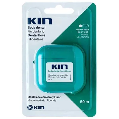 KIN Mint Waxed Dental Floss with Fluoride (Daily Use) - 50m